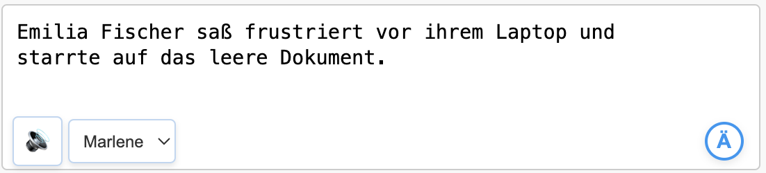 German sentence analysis with TTS speaker icons